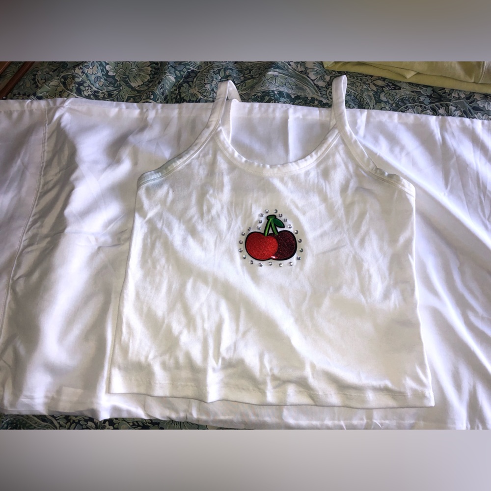 Harry Styles Inspired Rhine Stone Cherry Tank Top- Size XL